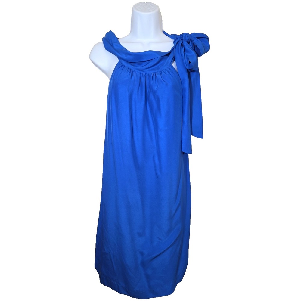 LaRoque Originals Caroline Bow Dress 100% Silk Royal Blue Size 6